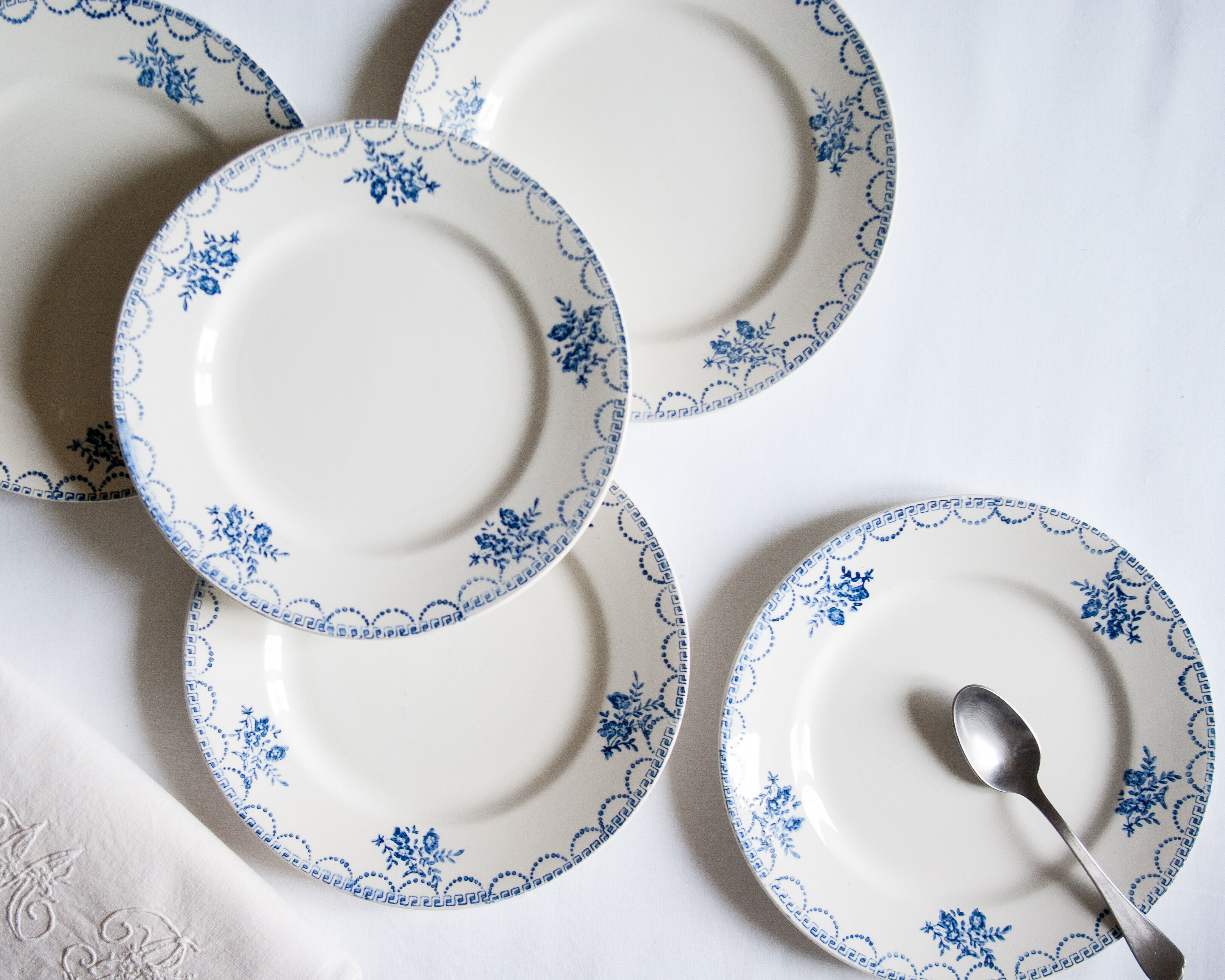 Old dessert plates - blue décor