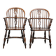 Ensemble antique anglais de 2 chaises Windsor avec du caractère, belle coloration.