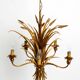 Beautiful huge 1970s gold-plated 5-arm tall metal chandelier by Hans Kögl