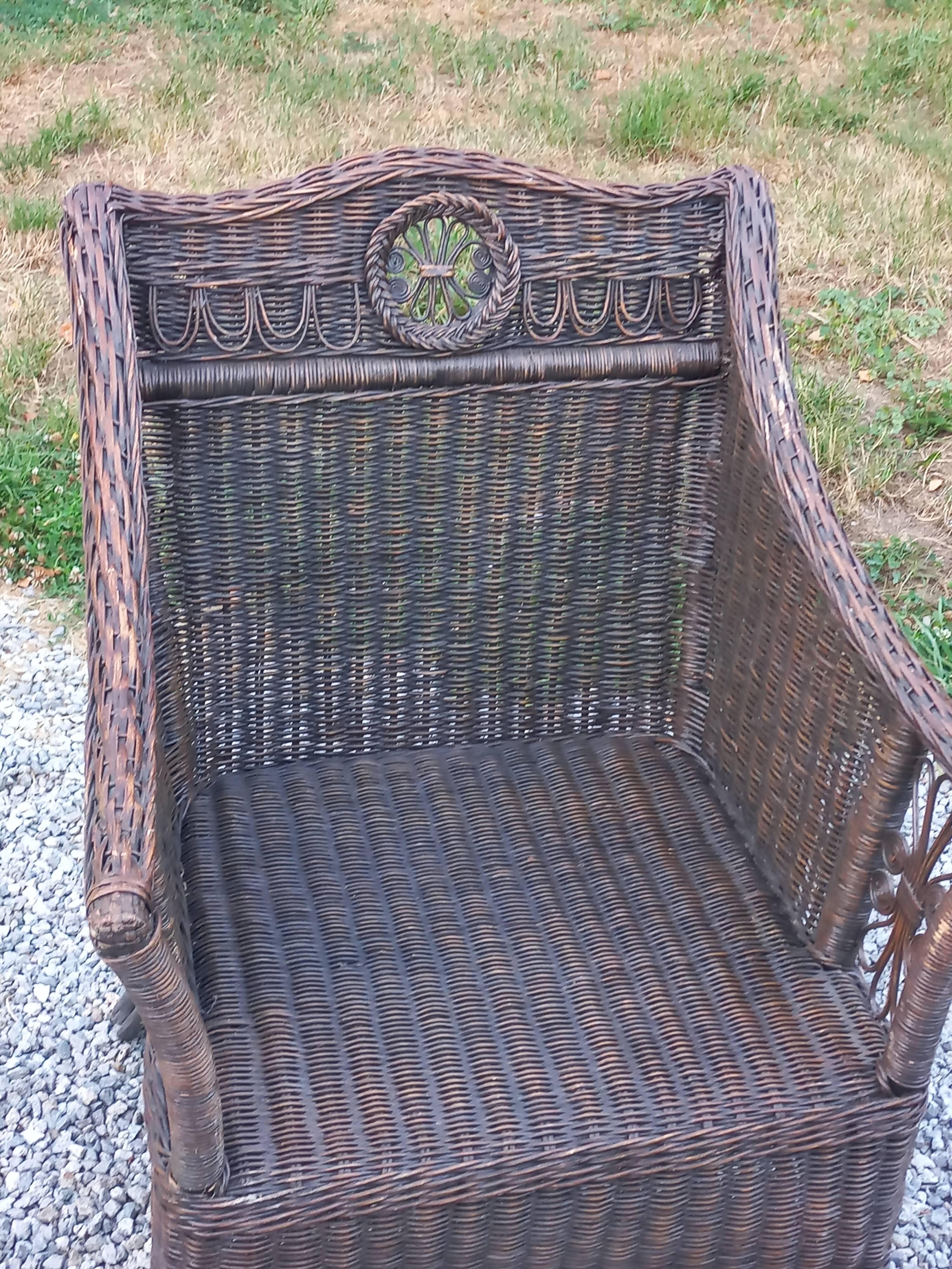 Set de 3 fauteuils en rotin des années 70