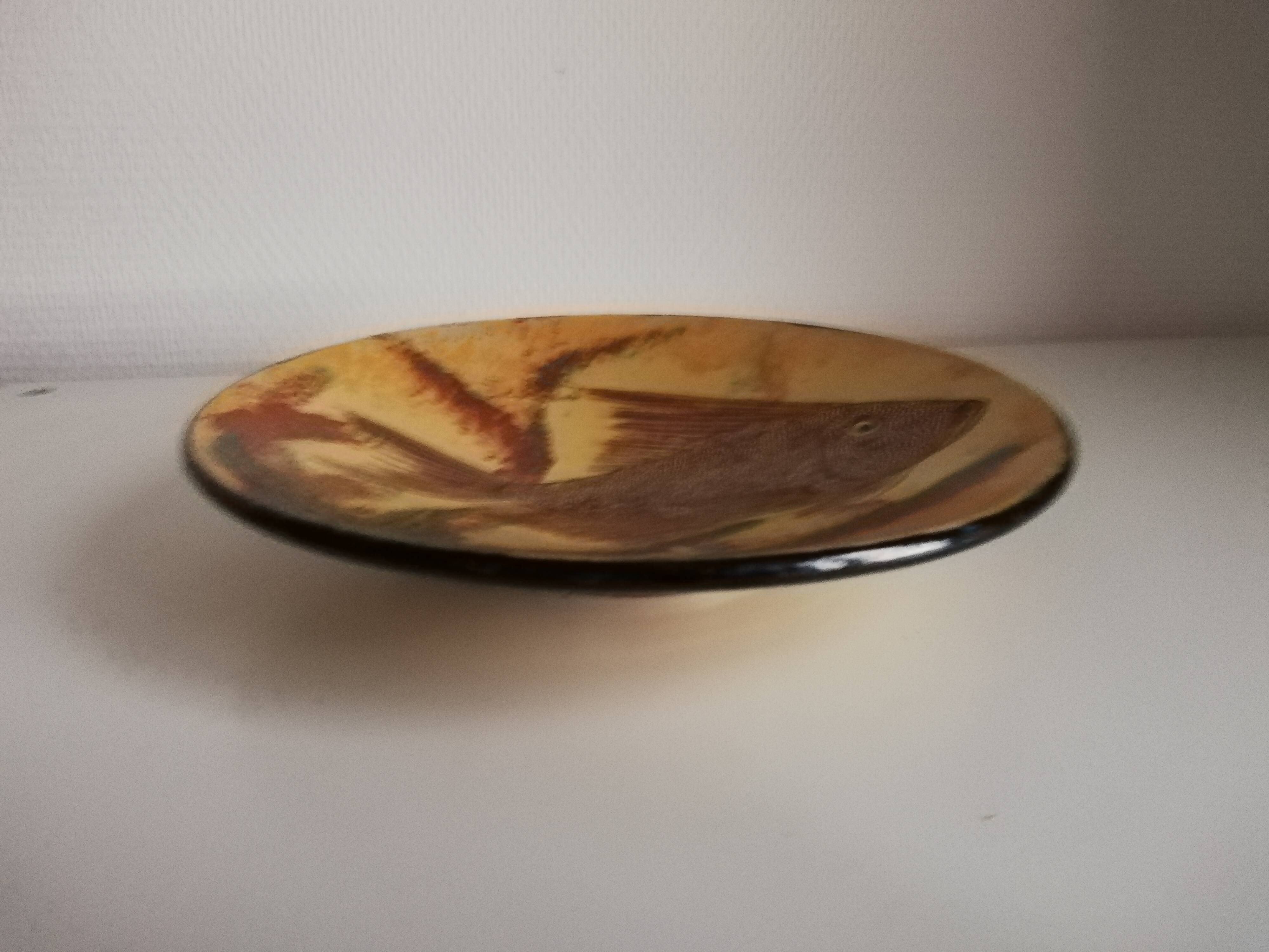 Decorative wall plate signed fish décor