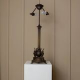 Brown Bronze Metal Table Lamp – Empire 1910s, Italian Design with Animal Motifs, Classic Desk Lamp