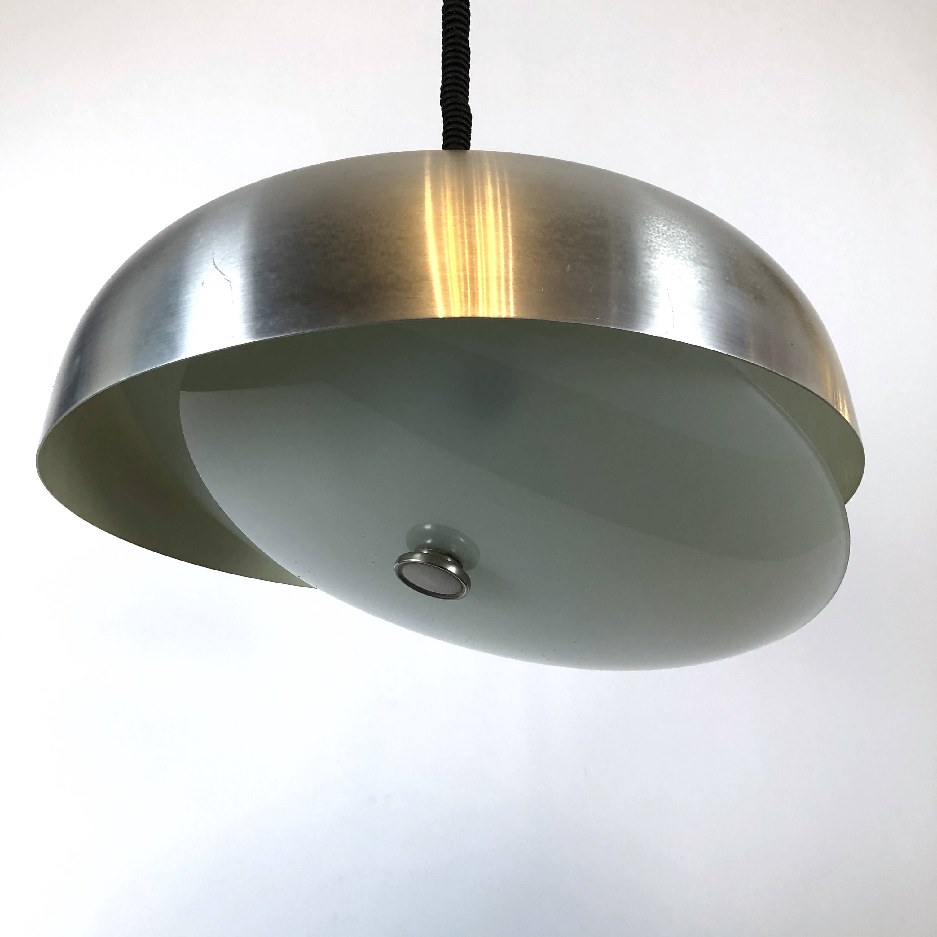 Oscar Torlasco for Lumi, large Italian pendant light with adjustable glass from 50s