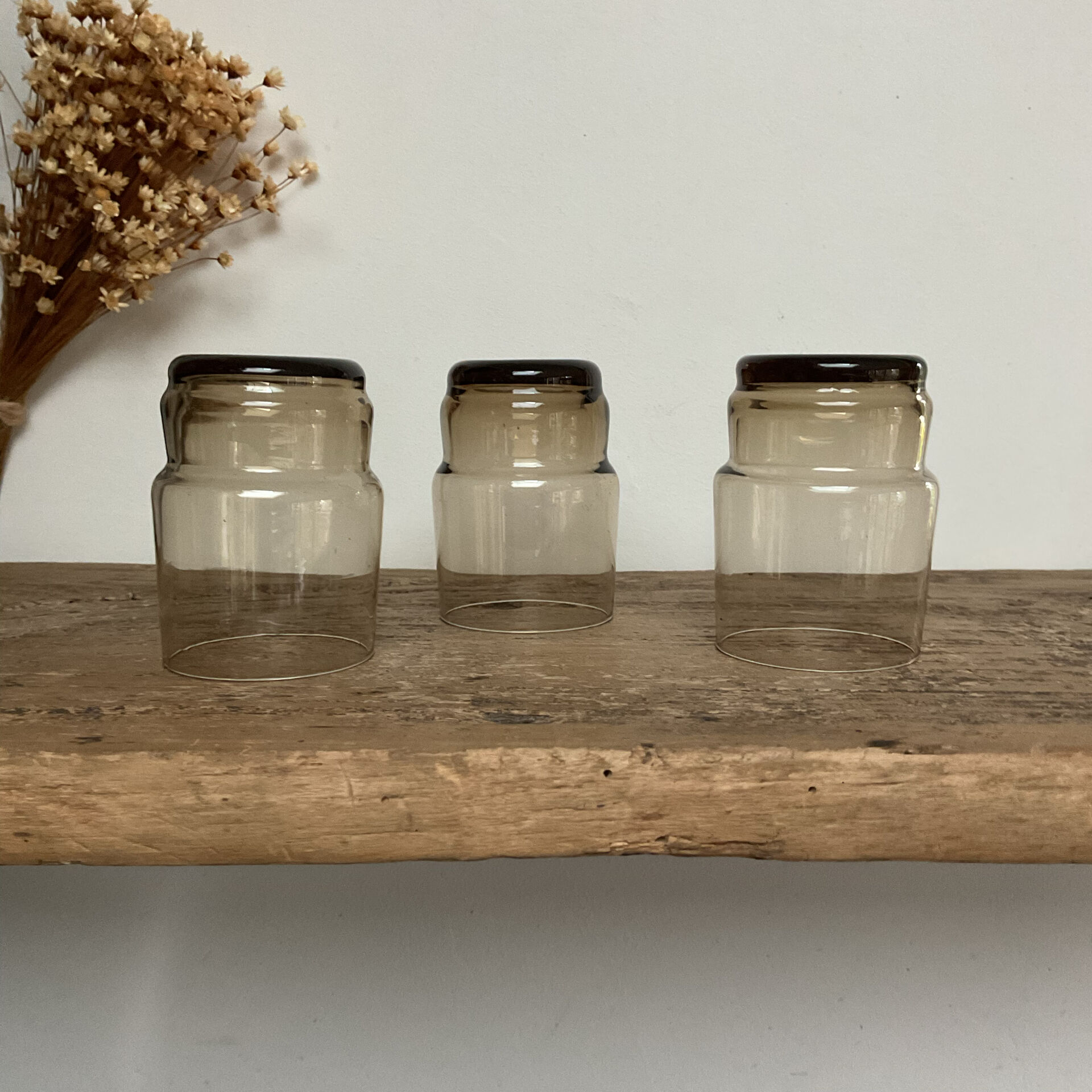 10 small vintage handmade glasses