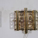 Pair of glass and brass wall lights by Carl Fagerlund 1970