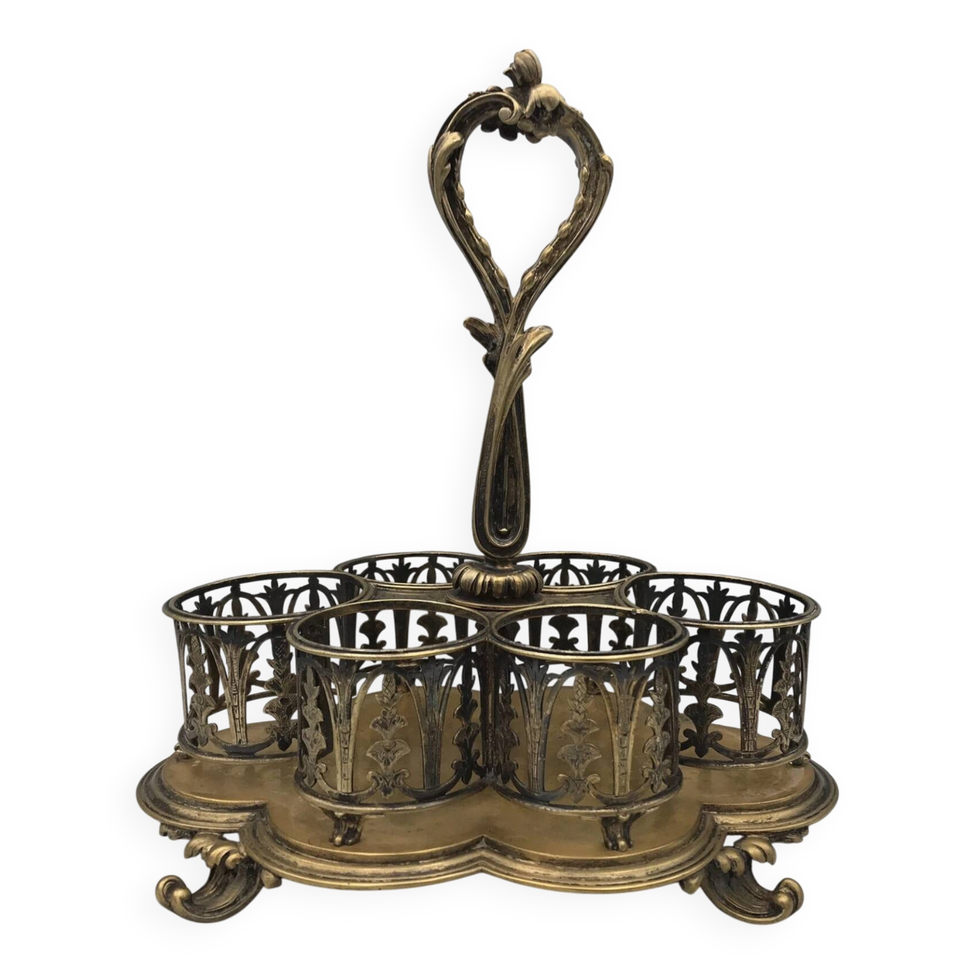 Serviteur plateau pour verre en métal doré, orfèvrerie christofle xixème