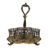 Serviteur plateau pour verre en métal doré, orfèvrerie christofle xixème