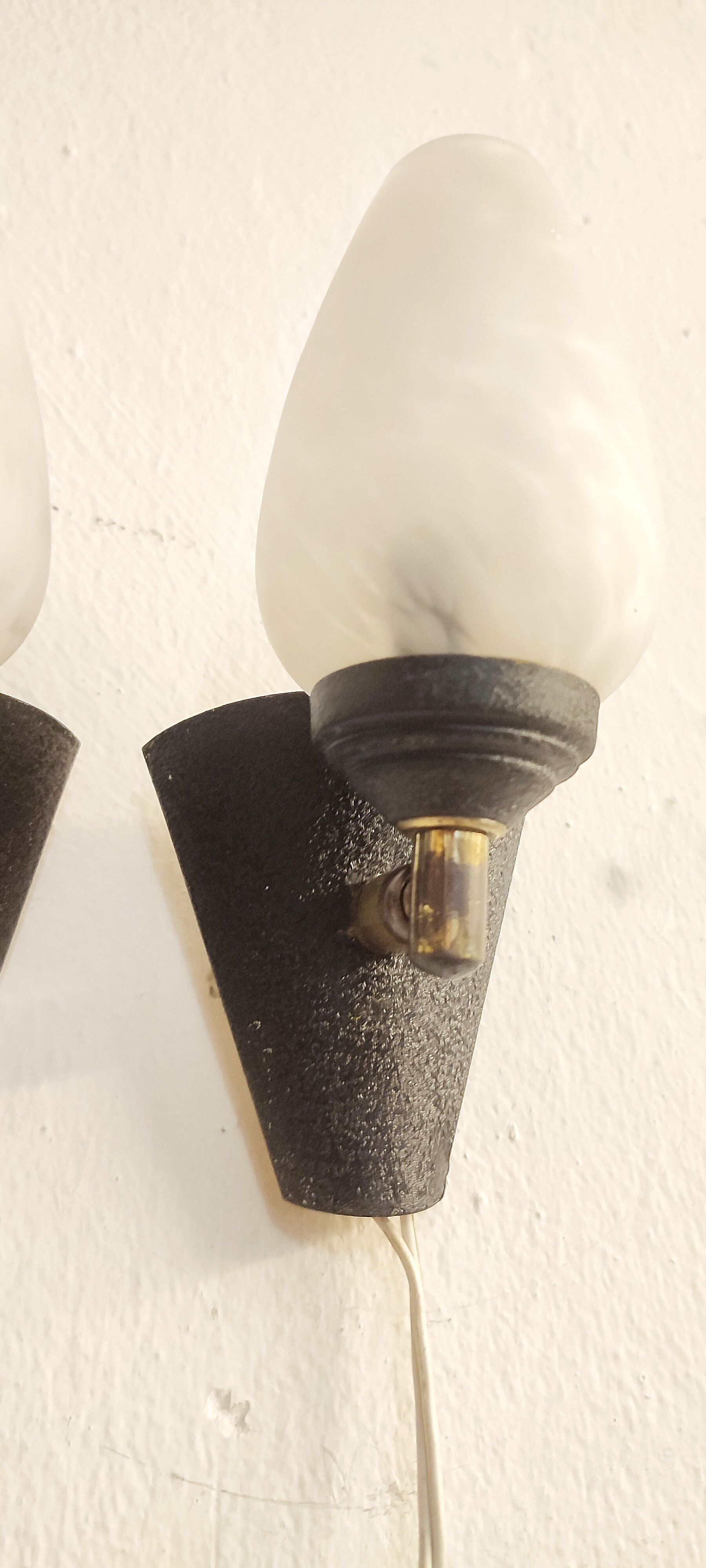 Metal and glass sconces. Spain, 1970s.