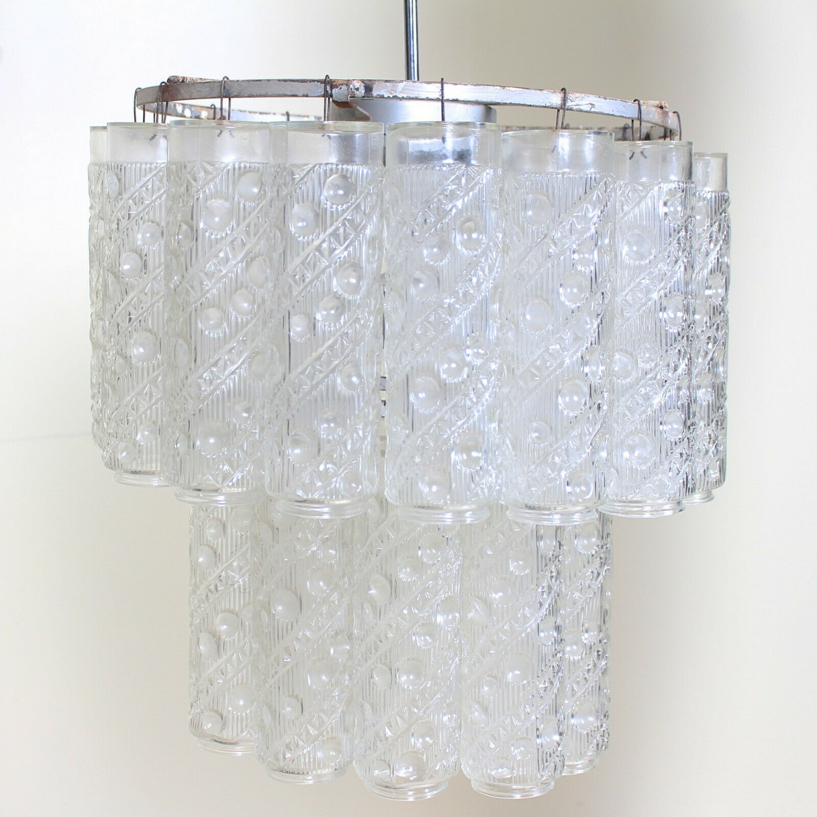 Metal chandelier and molded glass from the middle of the twentieth century