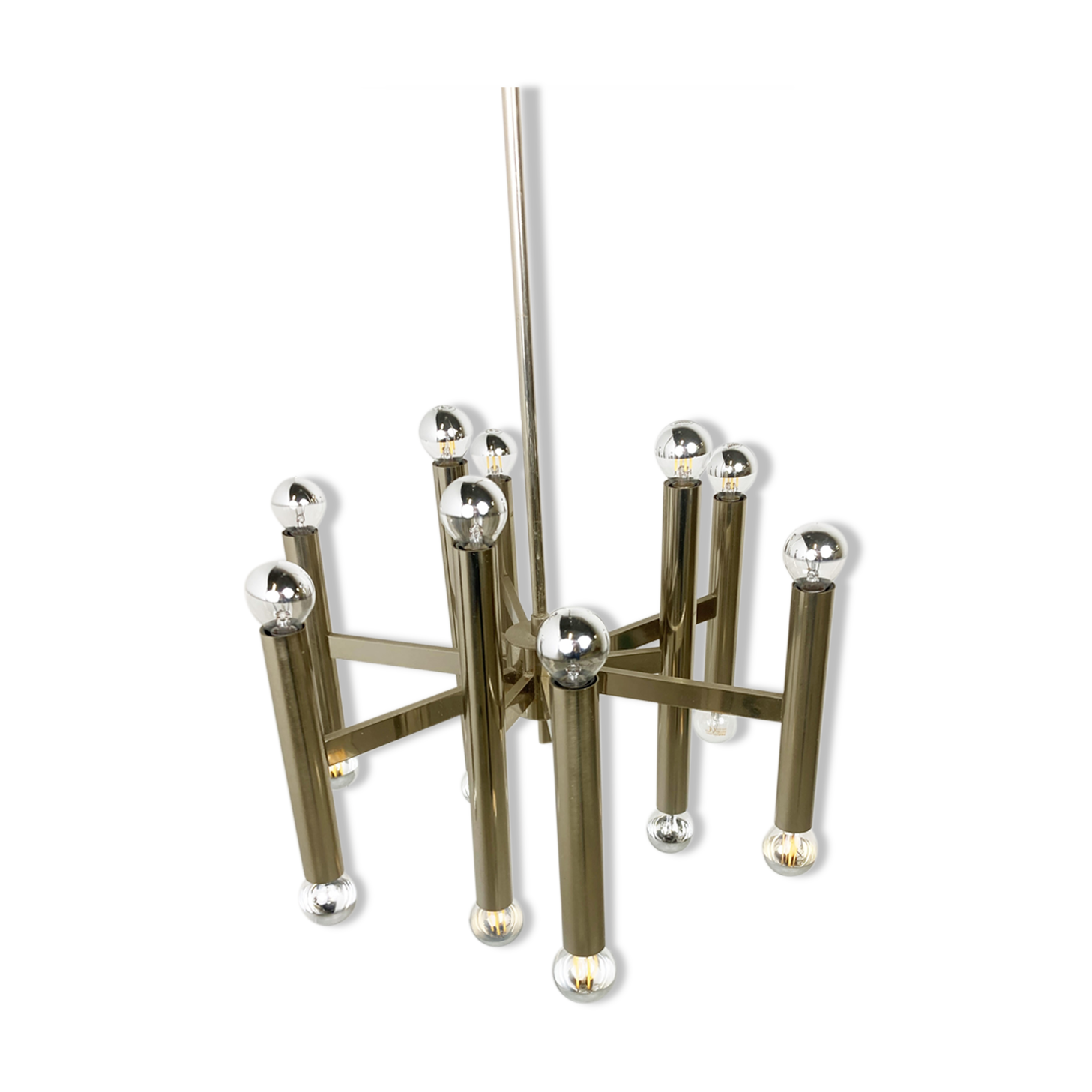 Vintage Sciolari candle chandelier made from chrome, 1970s