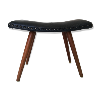 Dark blue leather stool with studs
