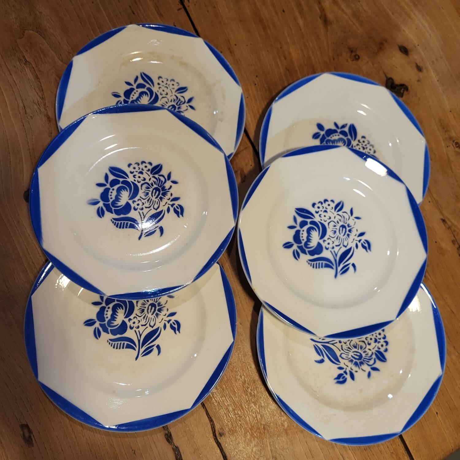 Set of 6 Blue Flower 1920 plates