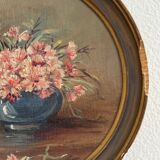 Round miniature by G. Grenon, bouquet of flowers, early 20th century