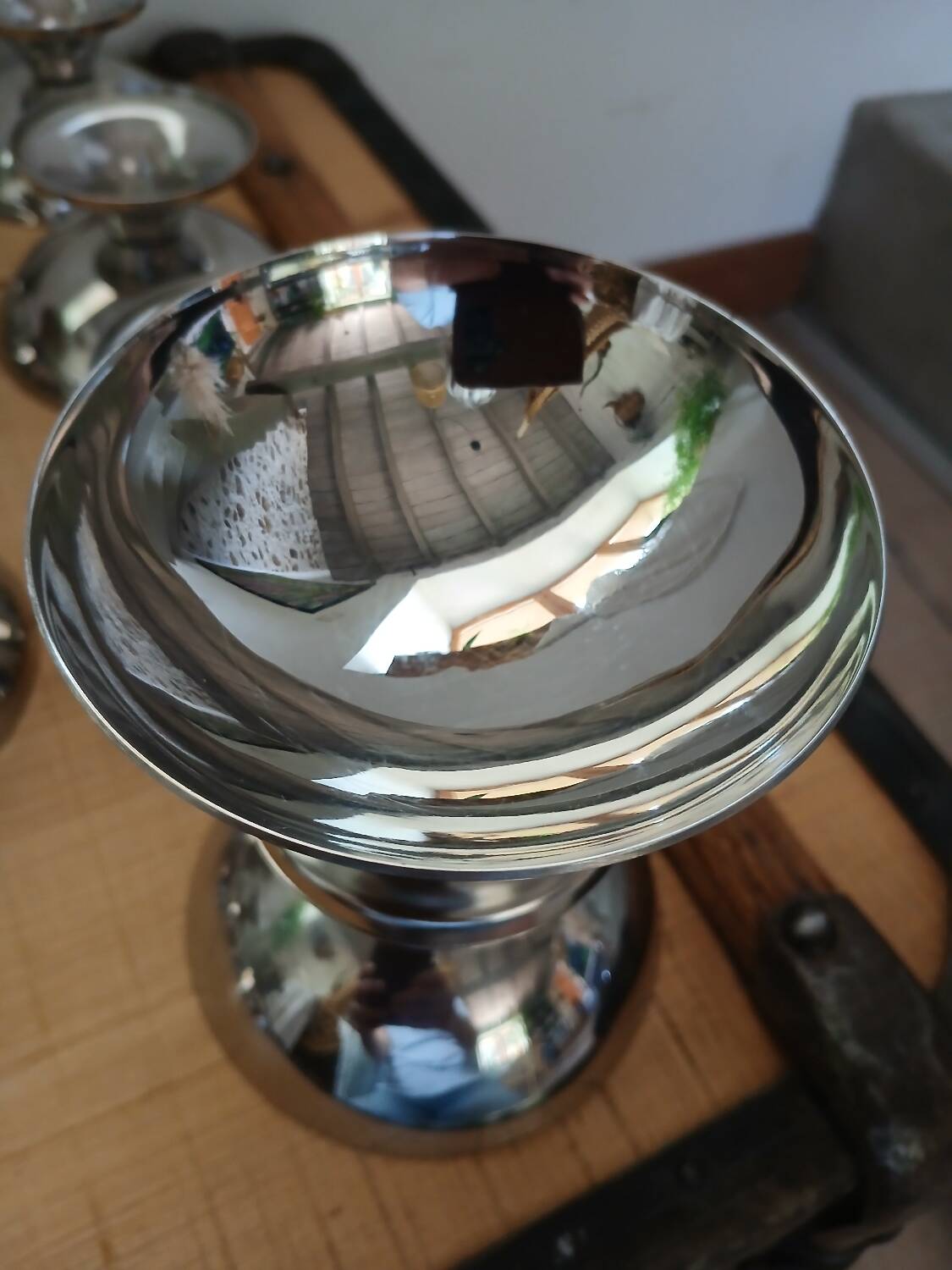 12 coupes à glace anciennes en inox