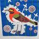 Hand-embroidered blue tapestry decorated with birds and flowers 70s-80s pondicherry