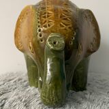 Green Rimini ceramic elephant, Aldo Londi for Bitossi, 1960