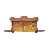 Art nouveau wood shelf, wall shelf with asian scene, antique shelf, interior decoration