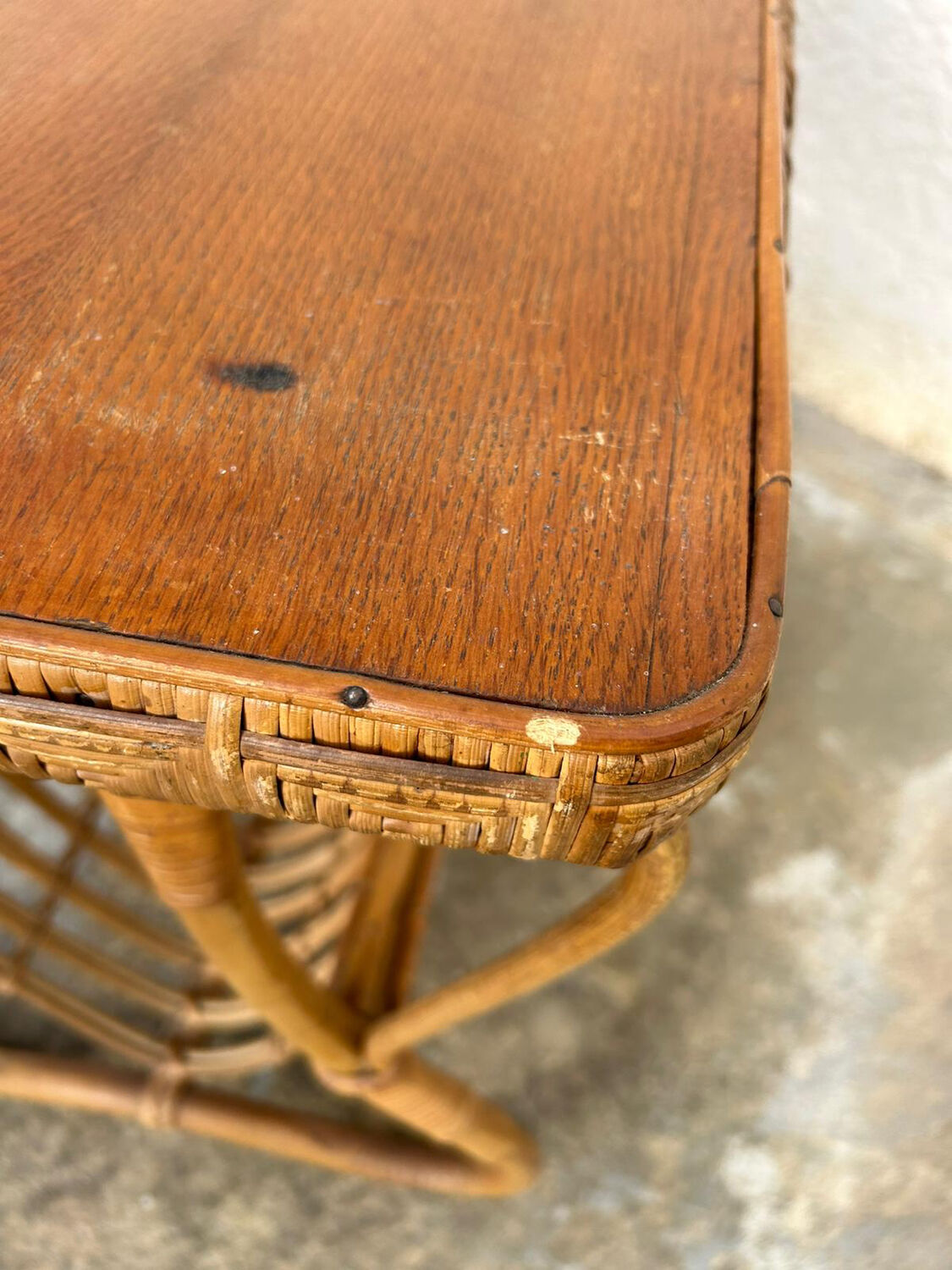Vintage rattan magazine table