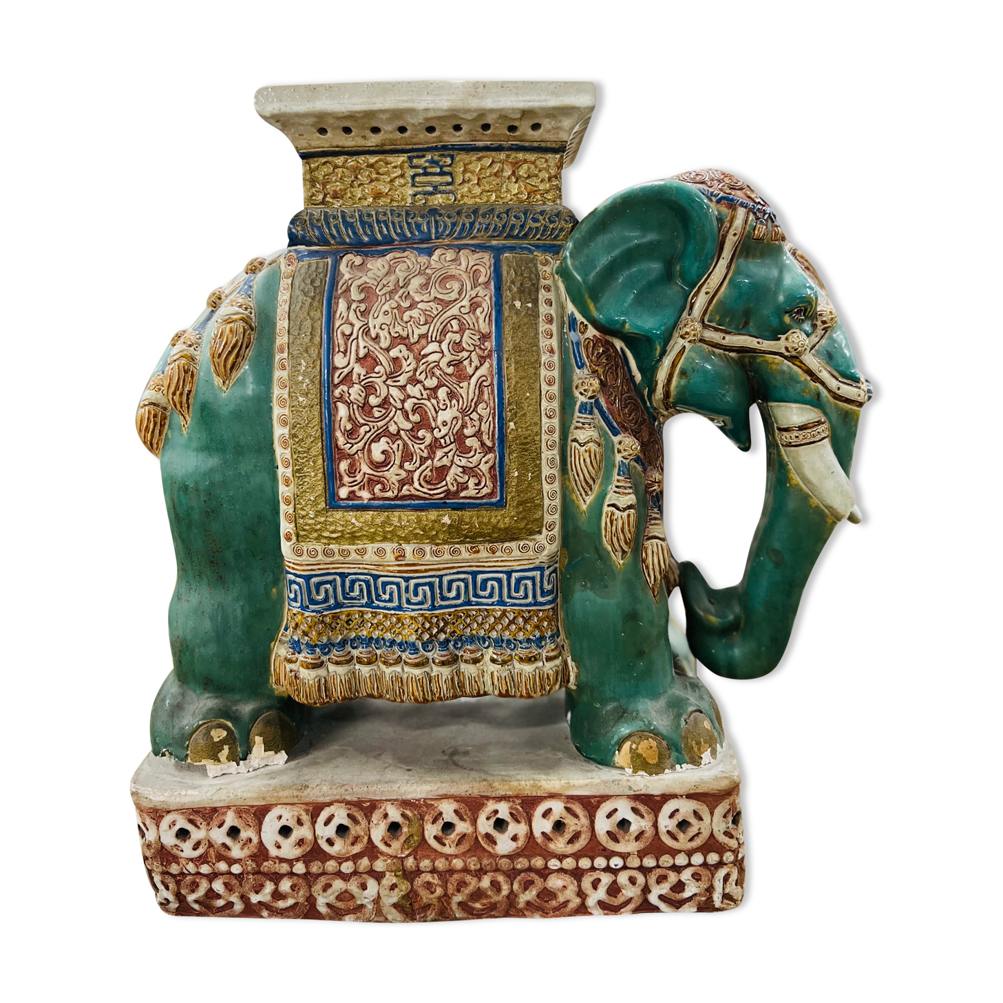 Elephant plant holder in ancient ceramic