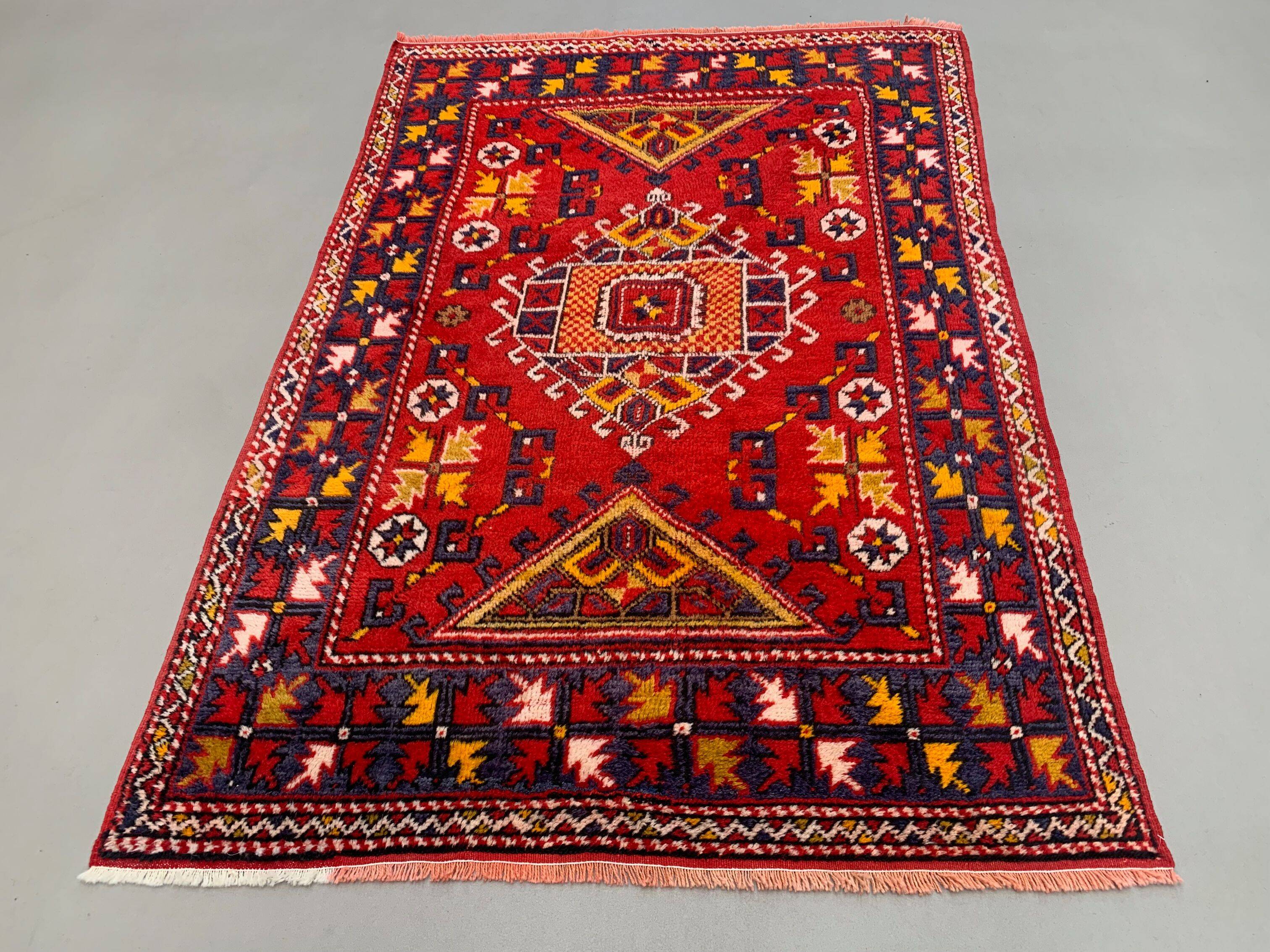 Vintage Western Turkish Rug Oriental 192x127 cm Tribal Medium Carpet