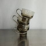 set of 4 amber glass espresso cups