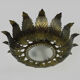 Sun ceiling lamp, double light gilded metal foliage, year 70