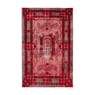 Handmade hi-low pile oriental 1970s 210 cm x 325 cm red rug