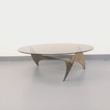 Vintage Propeller coffee table by Knut Hesterberg in steel and glass.