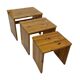 Tables gigognes vintage en bois de pin, tables d'appoint mimiset, lot de 3