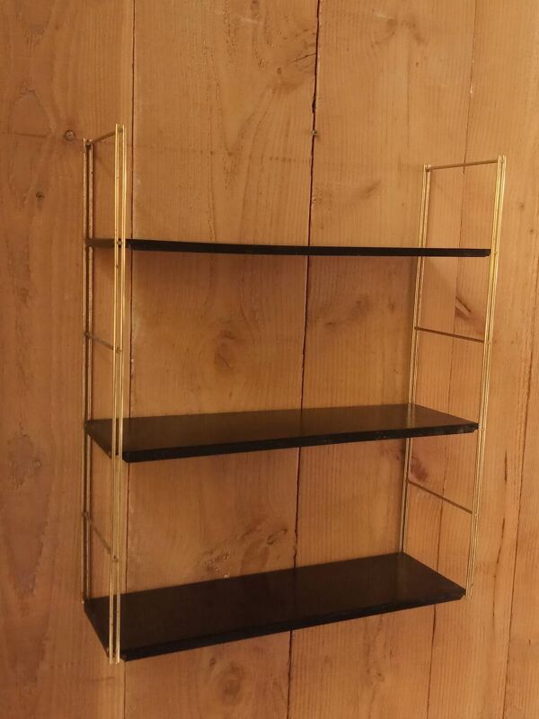 Étagère string en métal noir, années 50-60