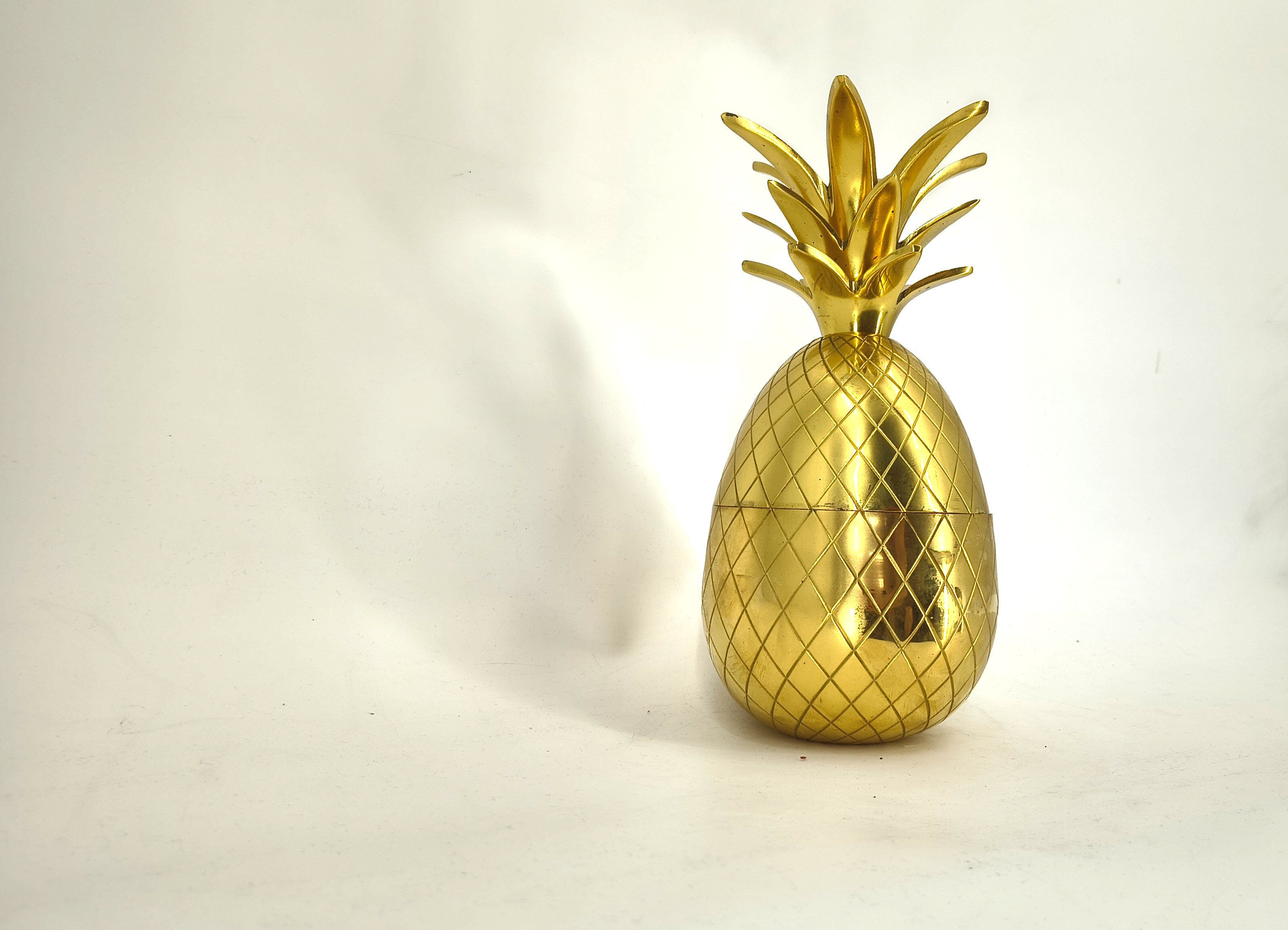 Vintage brass pineapple ice bucket, 1970s