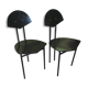 Pair of 1980s design chairs in metal and black lacquered wood