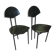 Pair of 1980s design chairs in metal and black lacquered wood