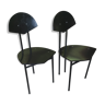 Paire de chaises design 1980 en métal et bois laqué noir