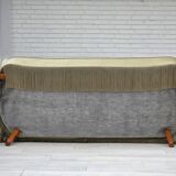 1960s, Danish 2-seater sofa, green furniture velour, beech wood legs.