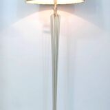 950s French Wrought Iron Decorative Floor Lamp with Flower Shade