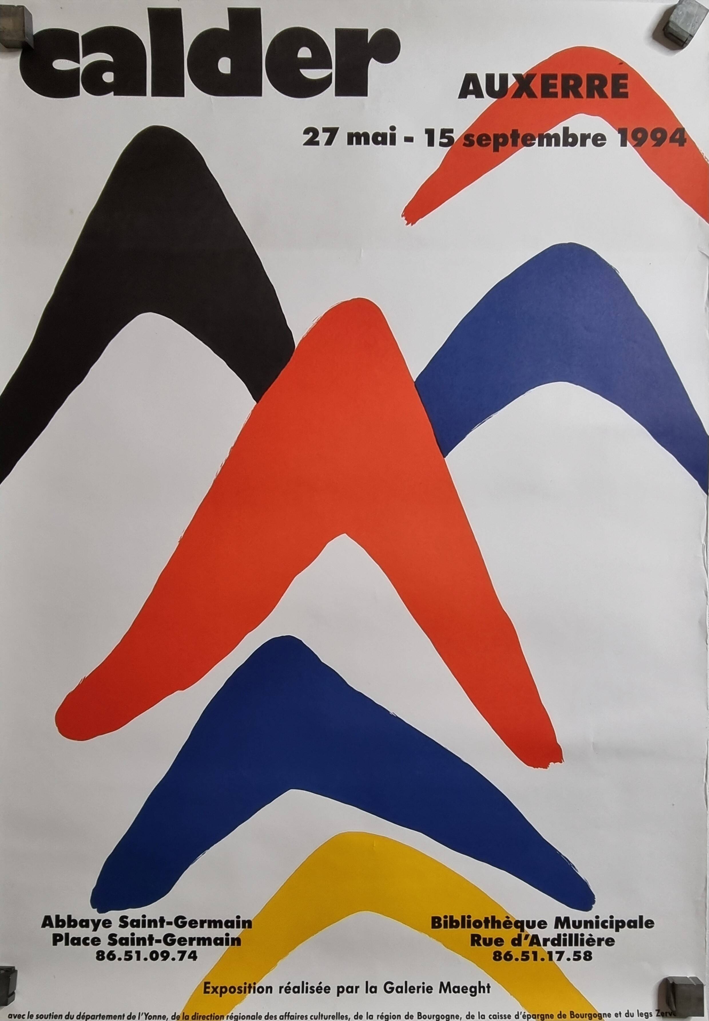 Affiche vintage d'après Calder, 1994, Auxerre, Galerie Maeght