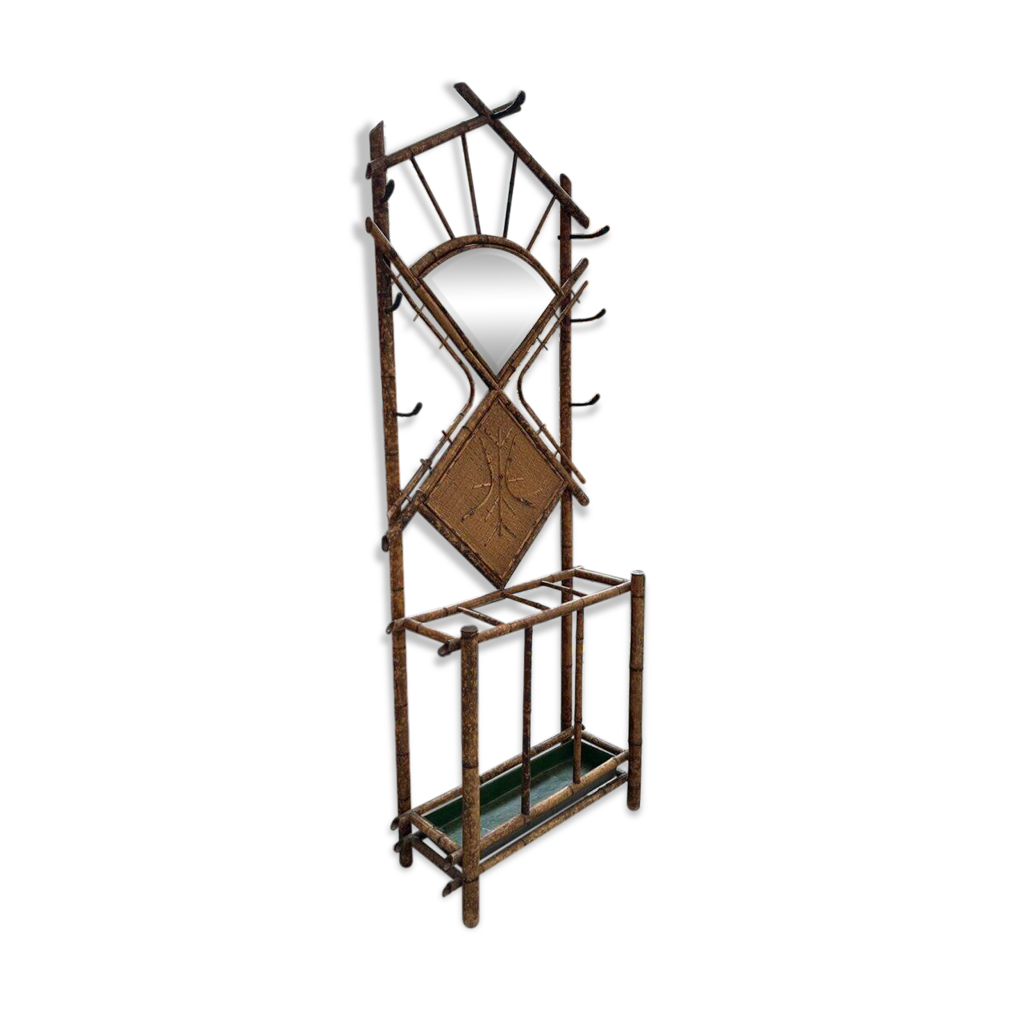 Entrance hall wardrobe in bamboo and rattan from the early 20th century.