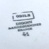 1940s Flat plate Earthenware Digoin Sarreguemines France model Odile