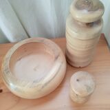 Turned wooden pot set