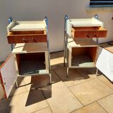 Pair of chrome boarding bedsides