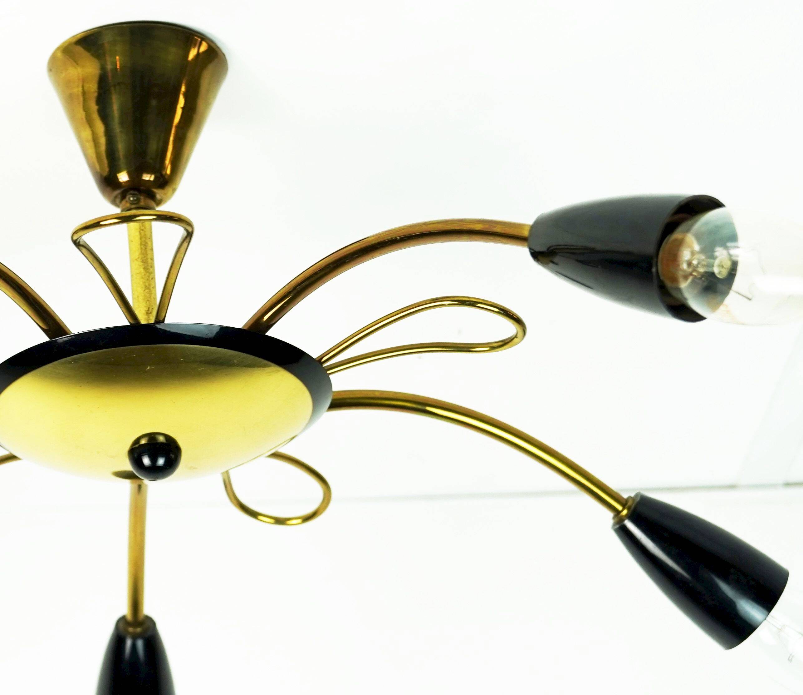 1950s sputnik spider CEILING LAMP brass stilnovo ära mid century