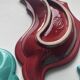 3 green and burgundy leaf-shaped bowls Verceram