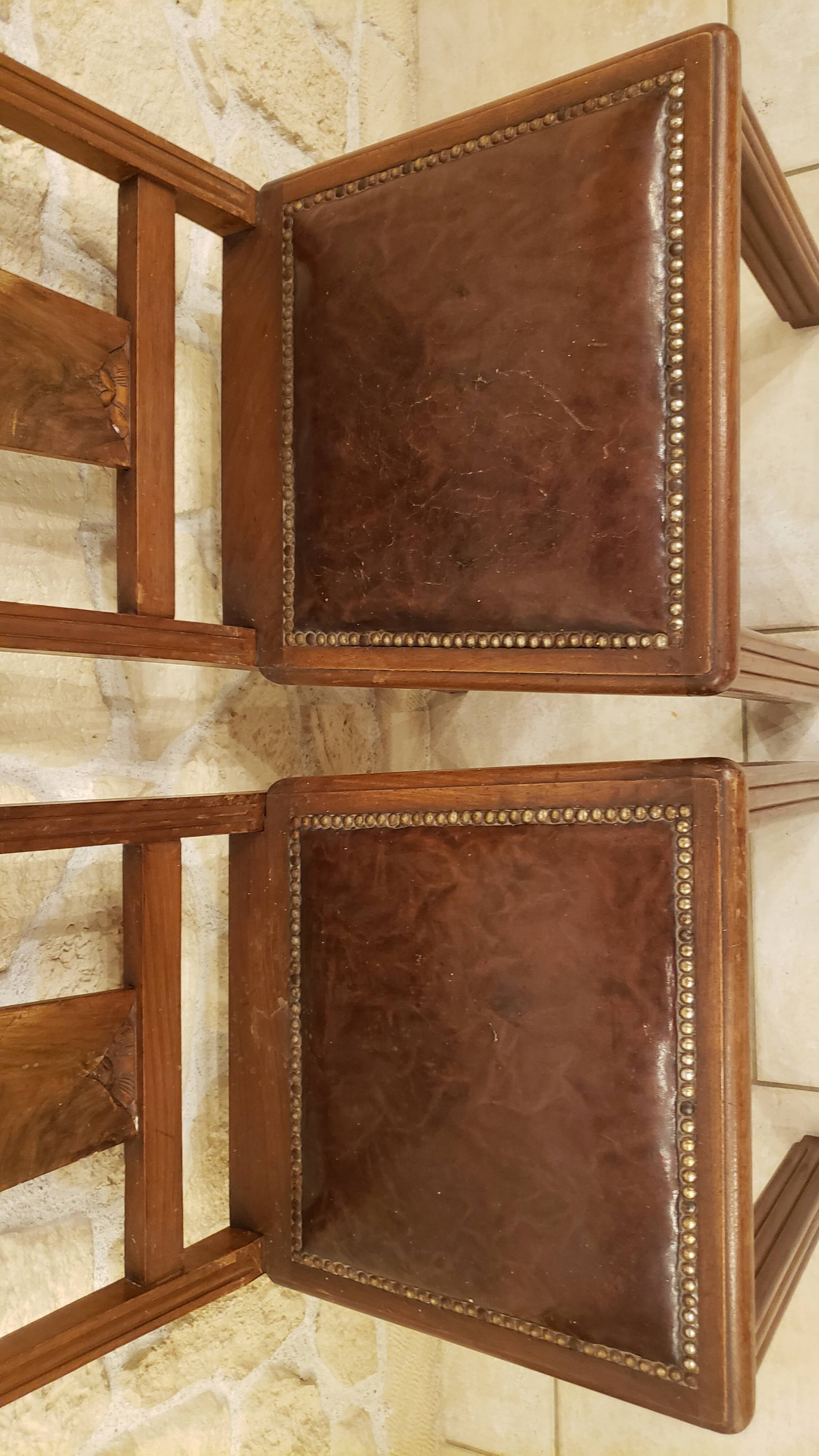 2 solid wood art deco chairs