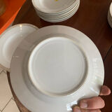 Lot of six soup plates, old, crockery, white, gilded