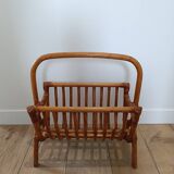 Vintage rattan wicker magazine rack