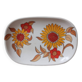 Vintage plate with tefal melamine orange flower pattern made in France