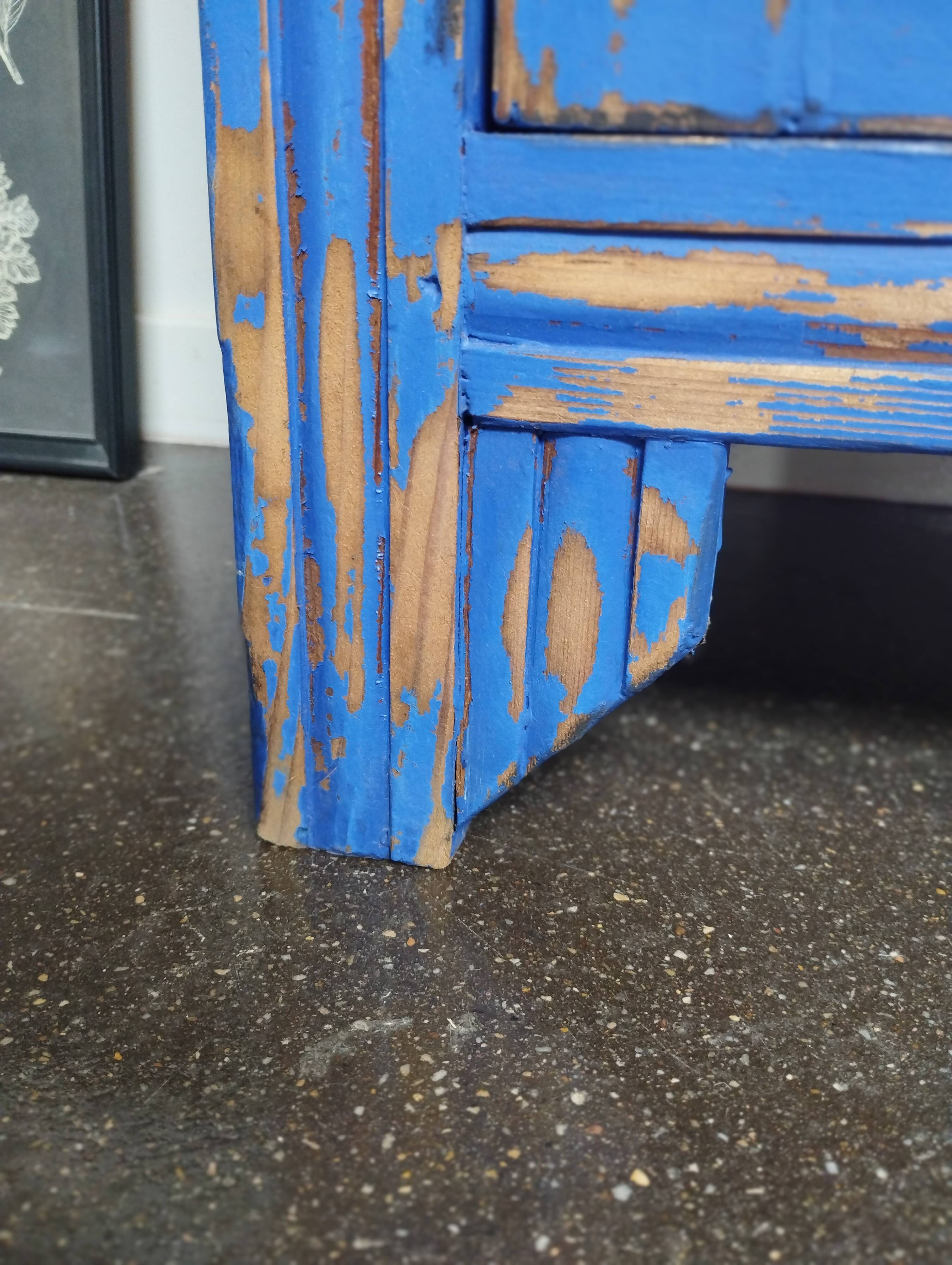 Vintage Jam Cupboard / Small Blue Workshop Cabinet