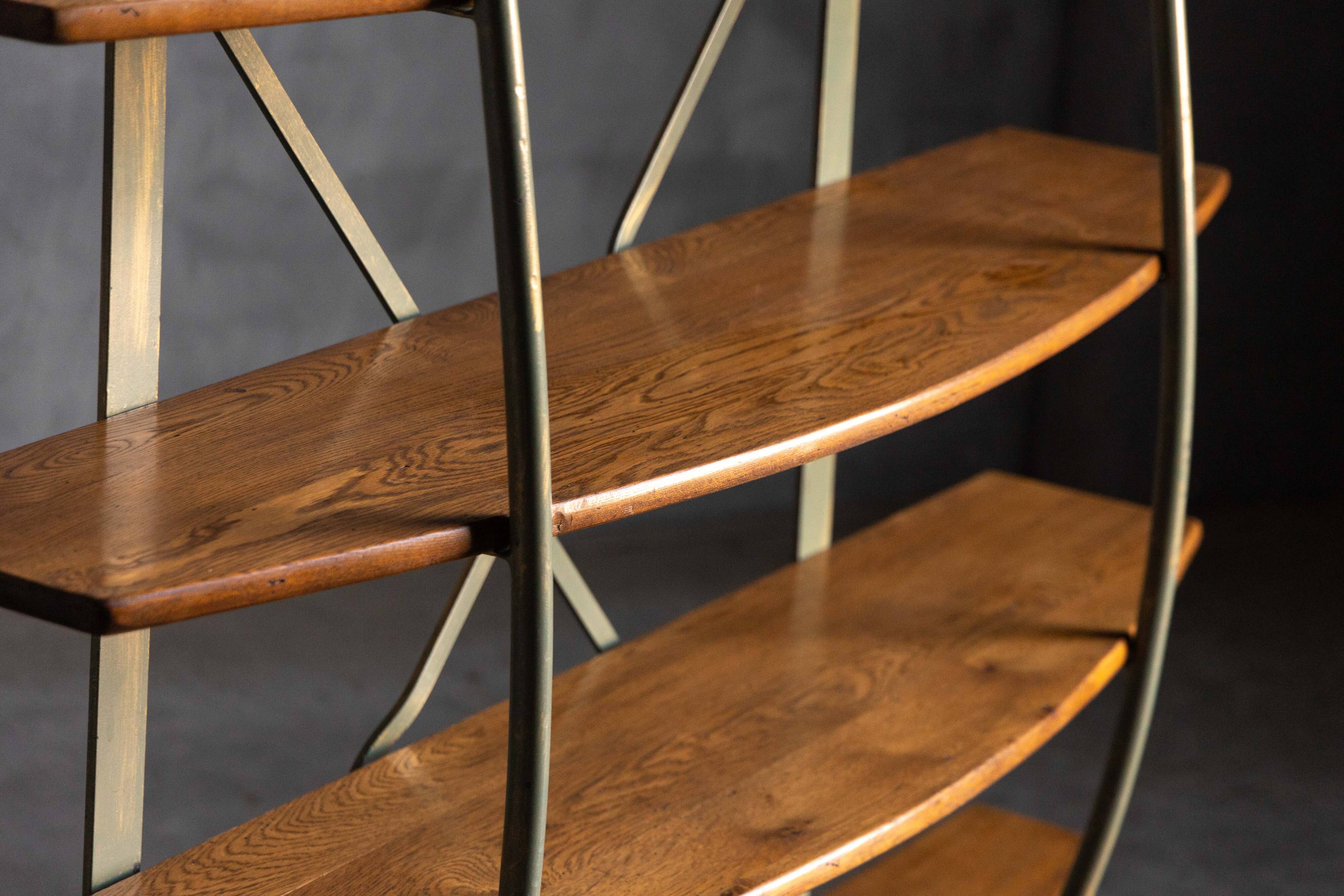 Bakery Display Rack with Iron Frame and Oak Shelves, France, 1920s