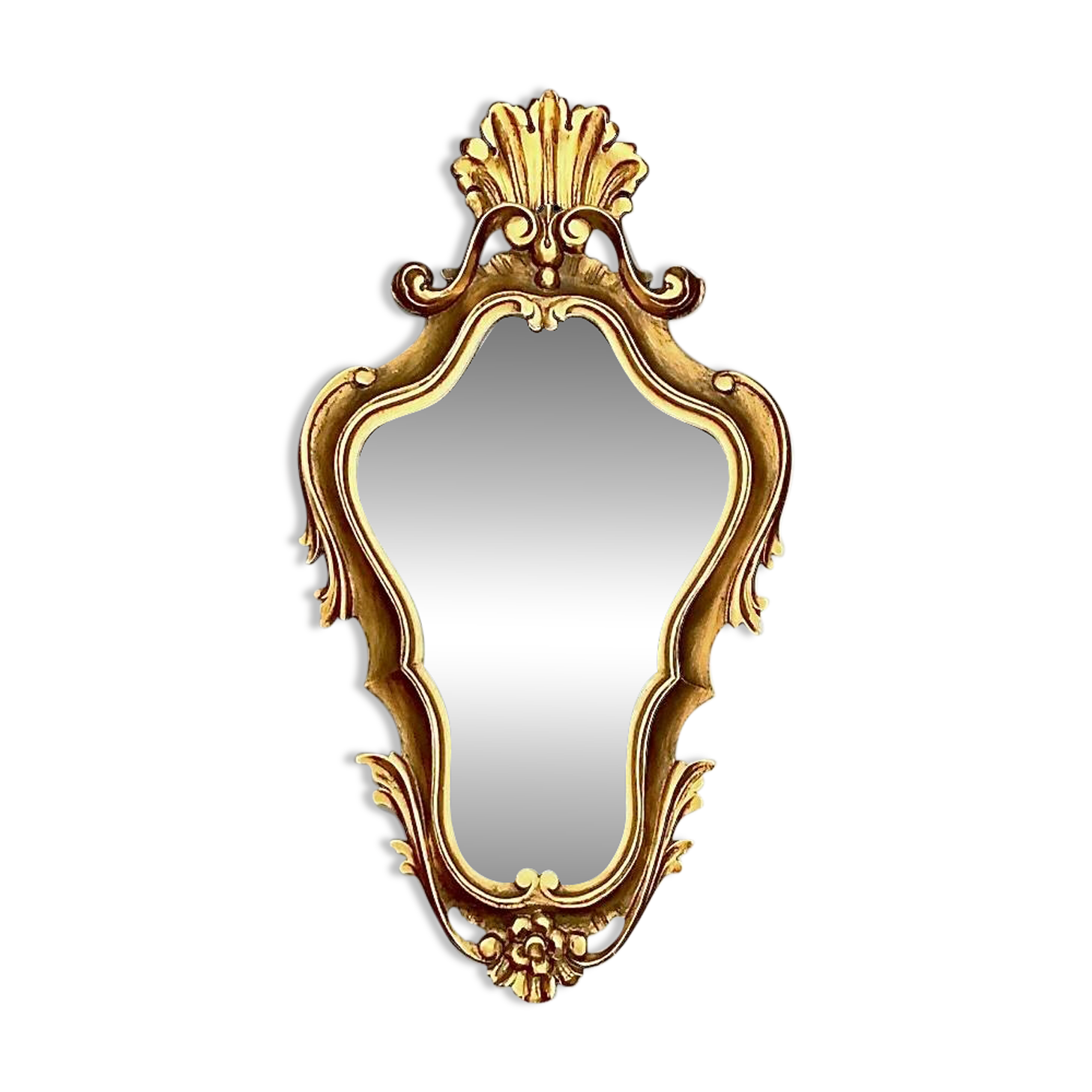Golden Baroque Resin Wall Mirror – Rococo Style